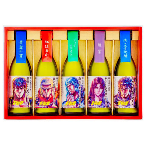 Buy Mitsutake Shuzojo Hokuto no Ken Imo Shochu Mini Bottle Set 5x270ml | Tokyo Mart Sake Online